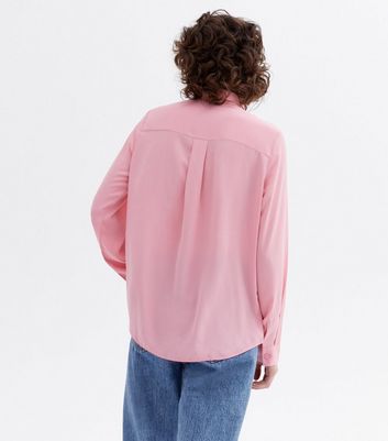 Pink Long Sleeve Button Up Shirt New Look