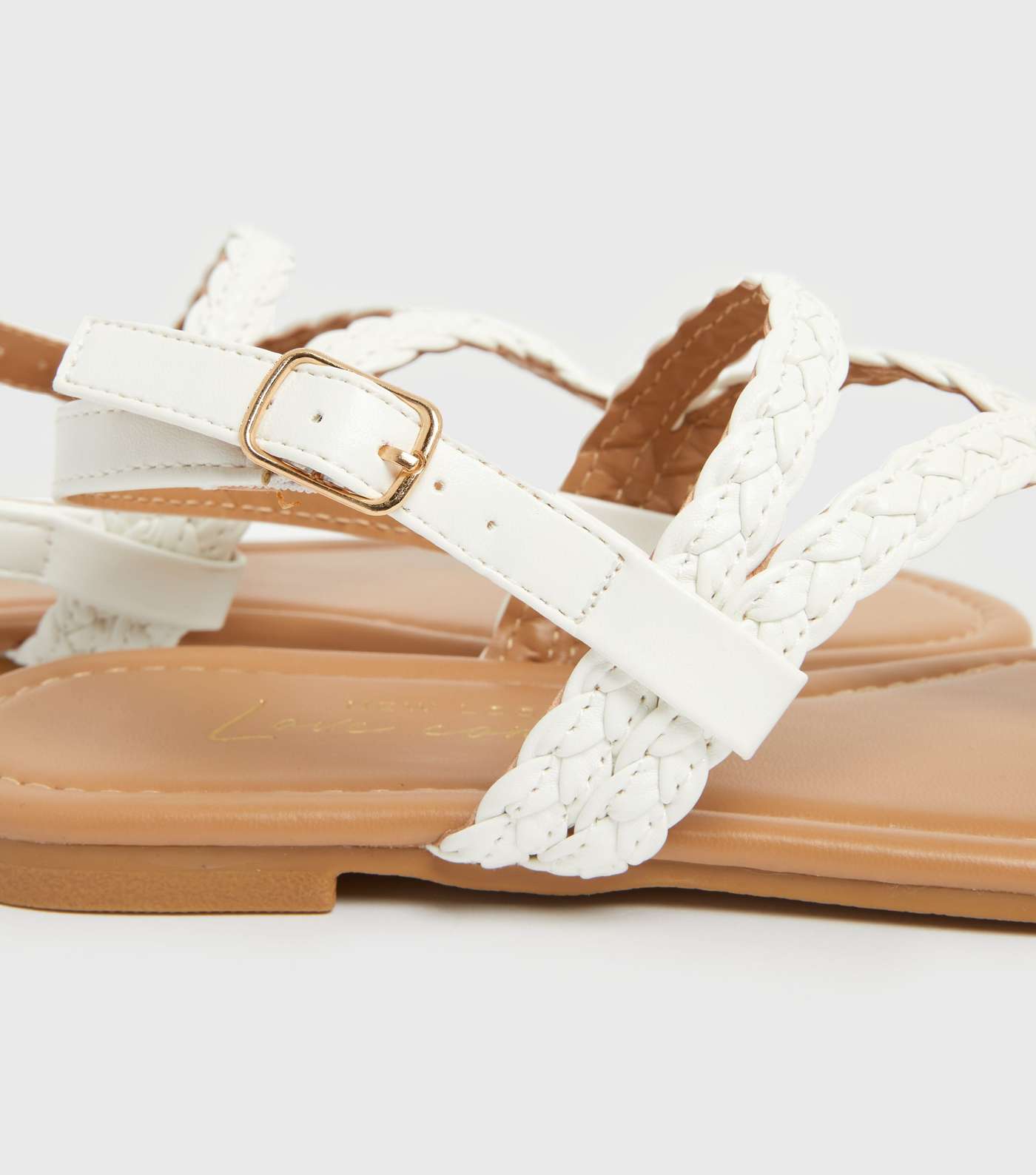 Girls White Plaited Twist Strap Toe Post Sandals Image 4