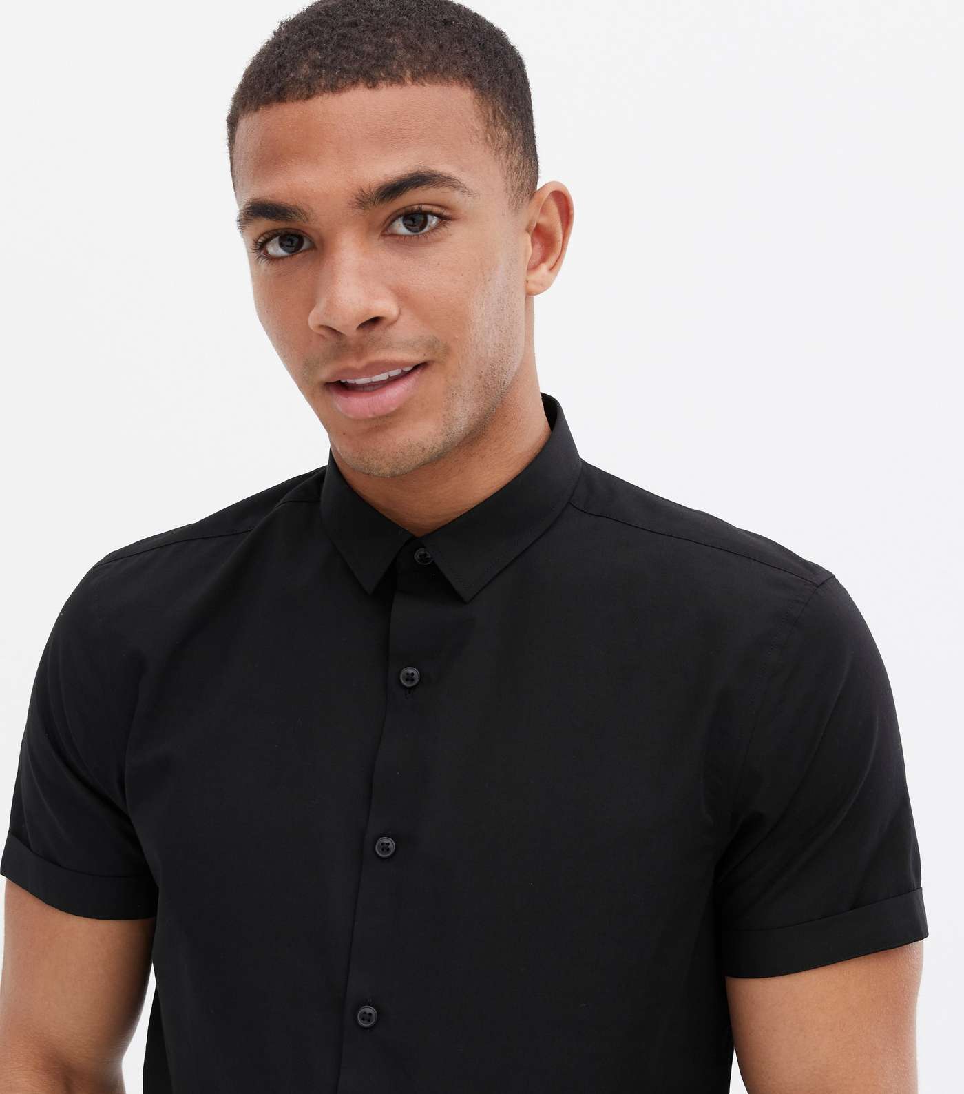 Black Poplin Short Sleeve Shirt