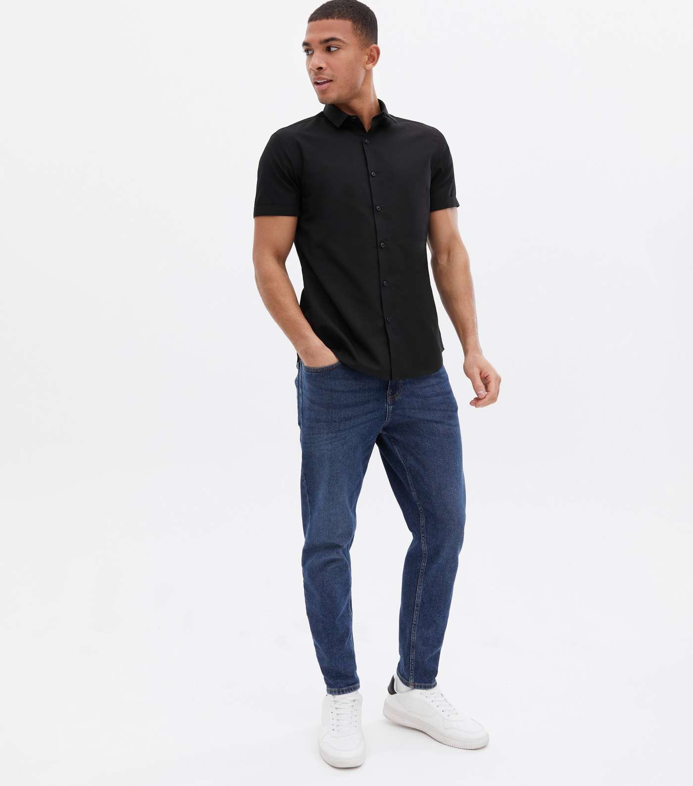 Black Poplin Short Sleeve Shirt Image 3