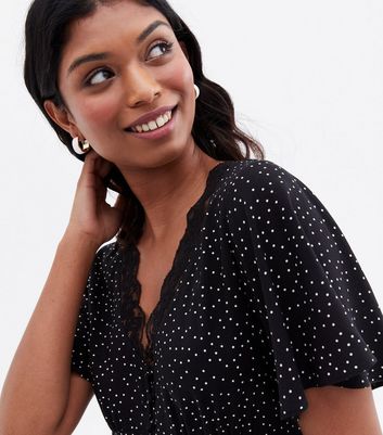 Lace polka store dot top