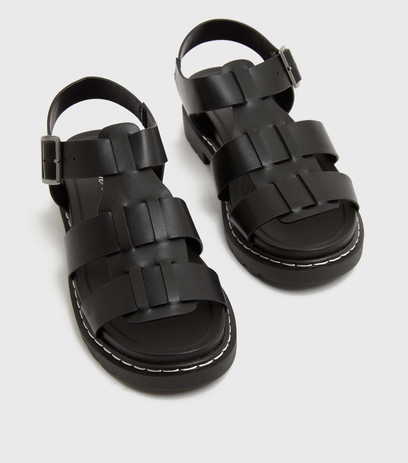 Girls Black Caged Chunky Sandals