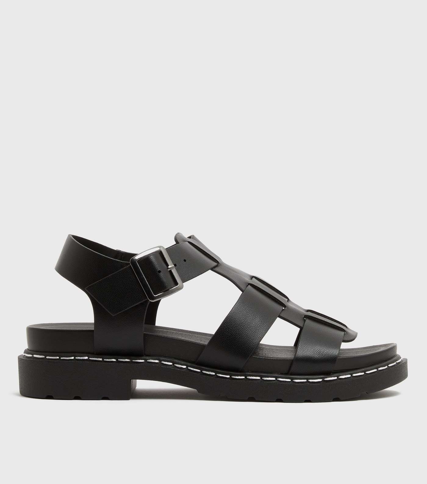 Girls Black Caged Chunky Sandals Image 3