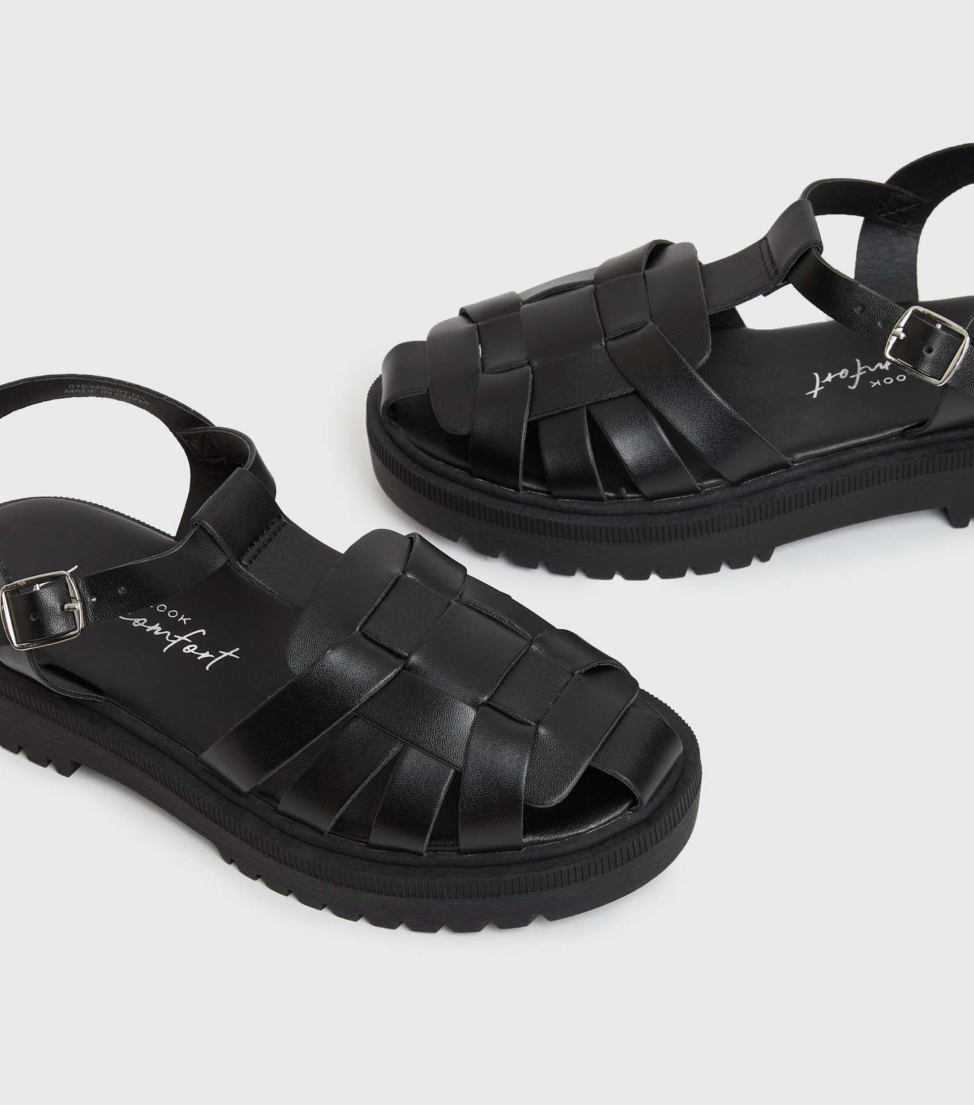 Black Chunky Caged Sandals