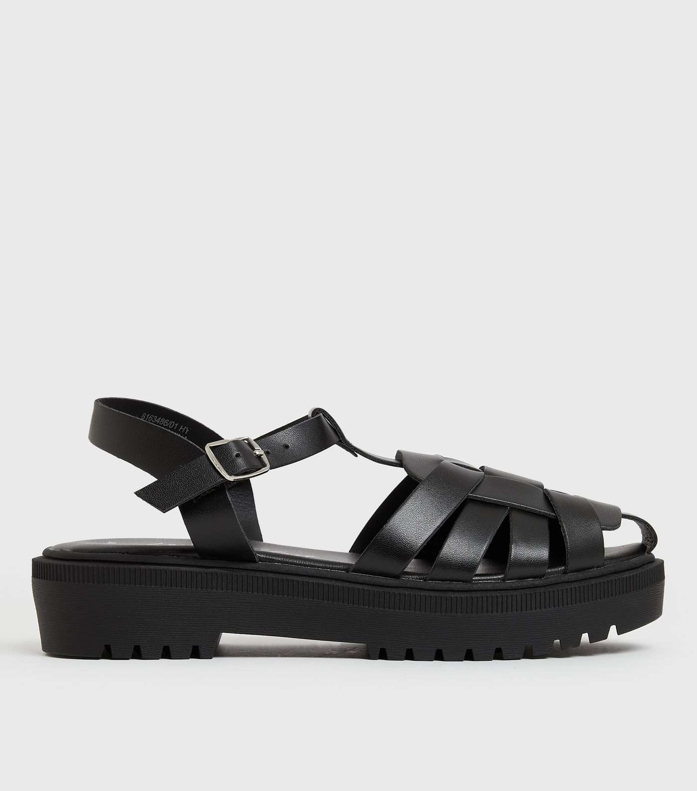 Black Chunky Caged Sandals Image 3