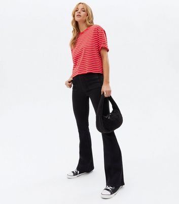 Little Mistress Black Patch Pocket Flared Jeans