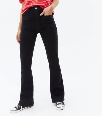 Click to view product details and reviews for Black Patch Pocket High Waist Flared Brooke Jeans New Look.