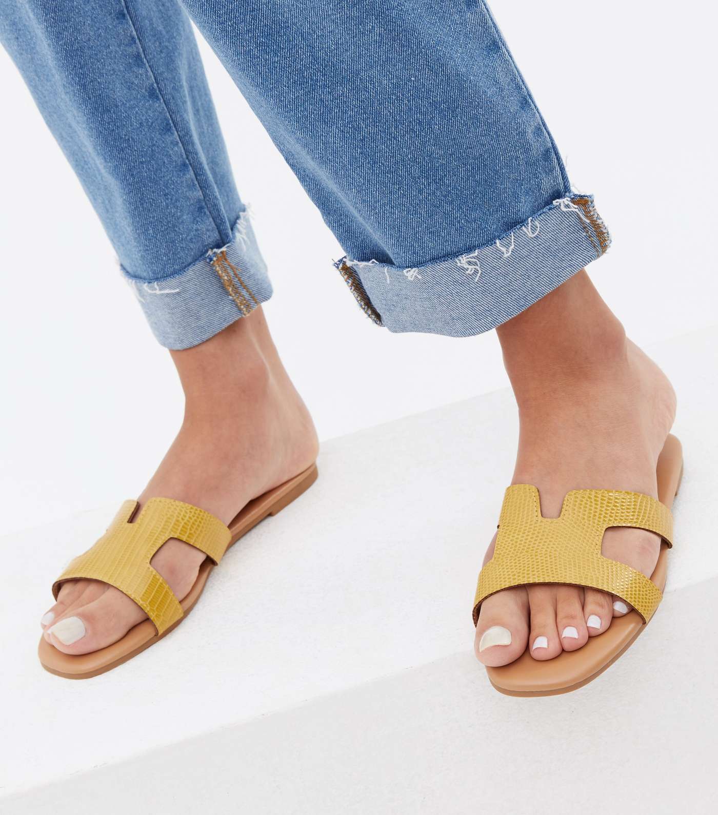 Mustard Faux Snake Cut Out Sliders Image 2