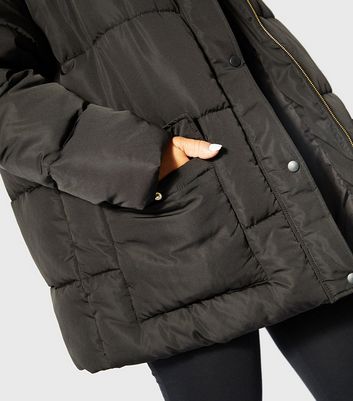 black oversized puffer jacket women's