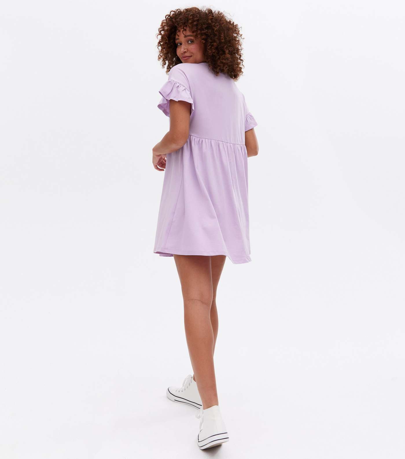 Lilac Jersey Frill Mini Smock Dress Image 4
