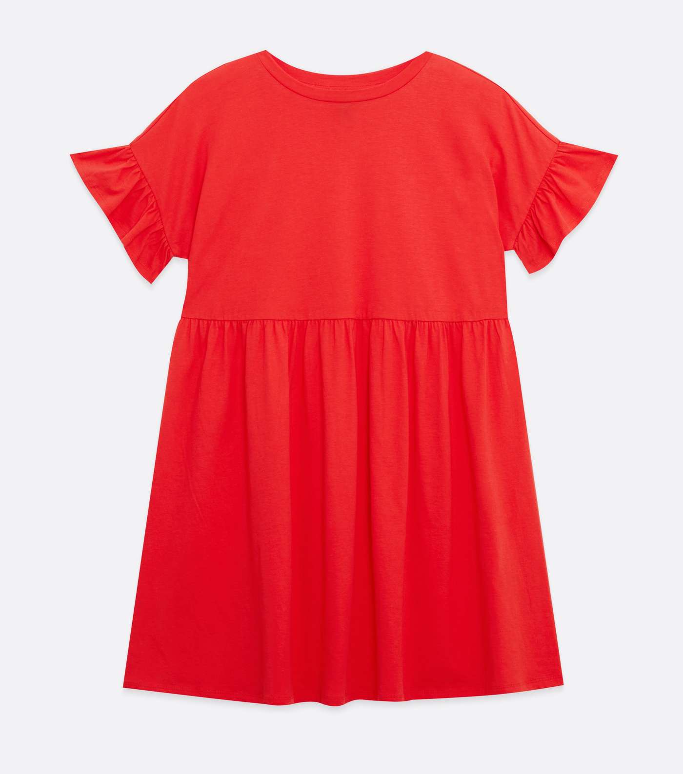 Red Jersey Frill Mini Smock Dress Image 5