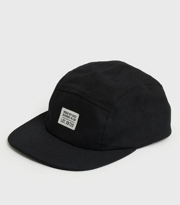 Black Logo 5 Panel Cap | New Look