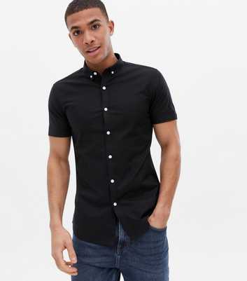 Black Muscle Fit Oxford Shirt