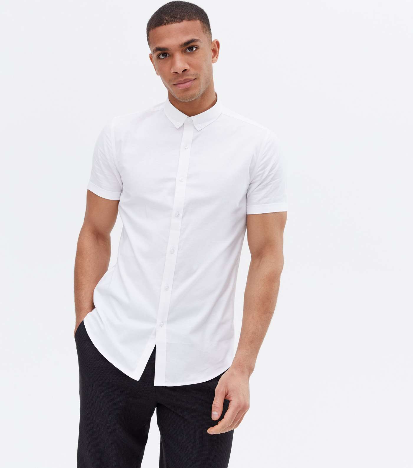 White Muscle Fit Oxford Shirt