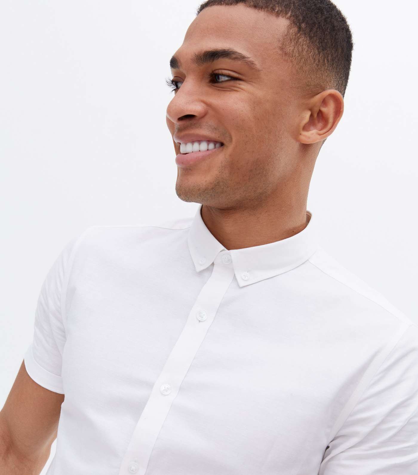 White Muscle Fit Oxford Shirt Image 3