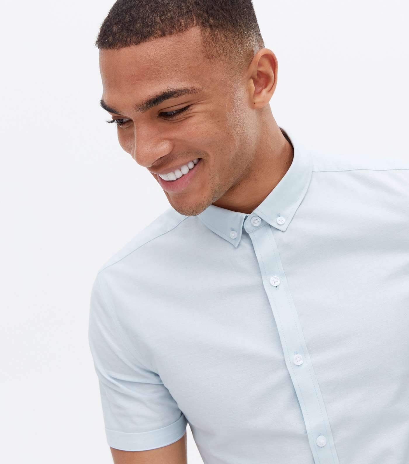 Pale Blue Muscle Fit Oxford Shirt Image 3