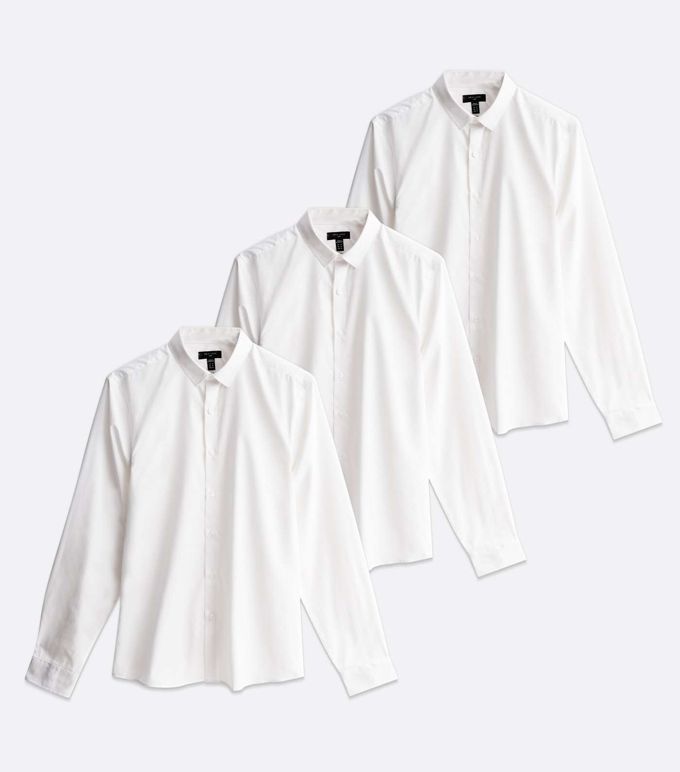 3 Pack White Poplin Long Sleeve Shirts Image 5