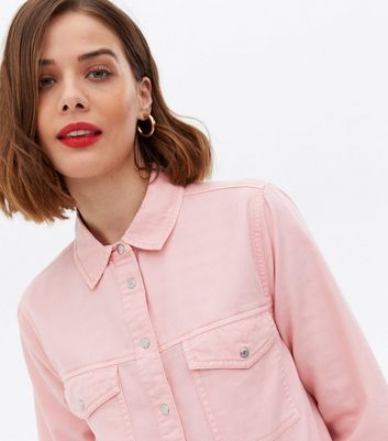 new look pink denim shirt