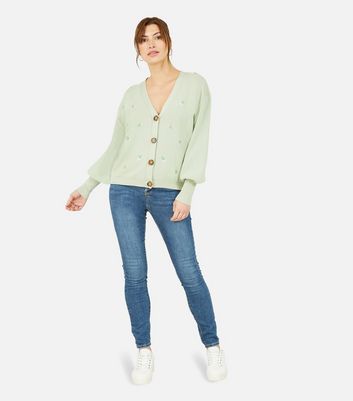 Green Floral Embroidered Cardigan 