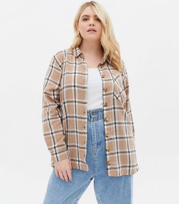 Curves Brown Check Pocket Front 