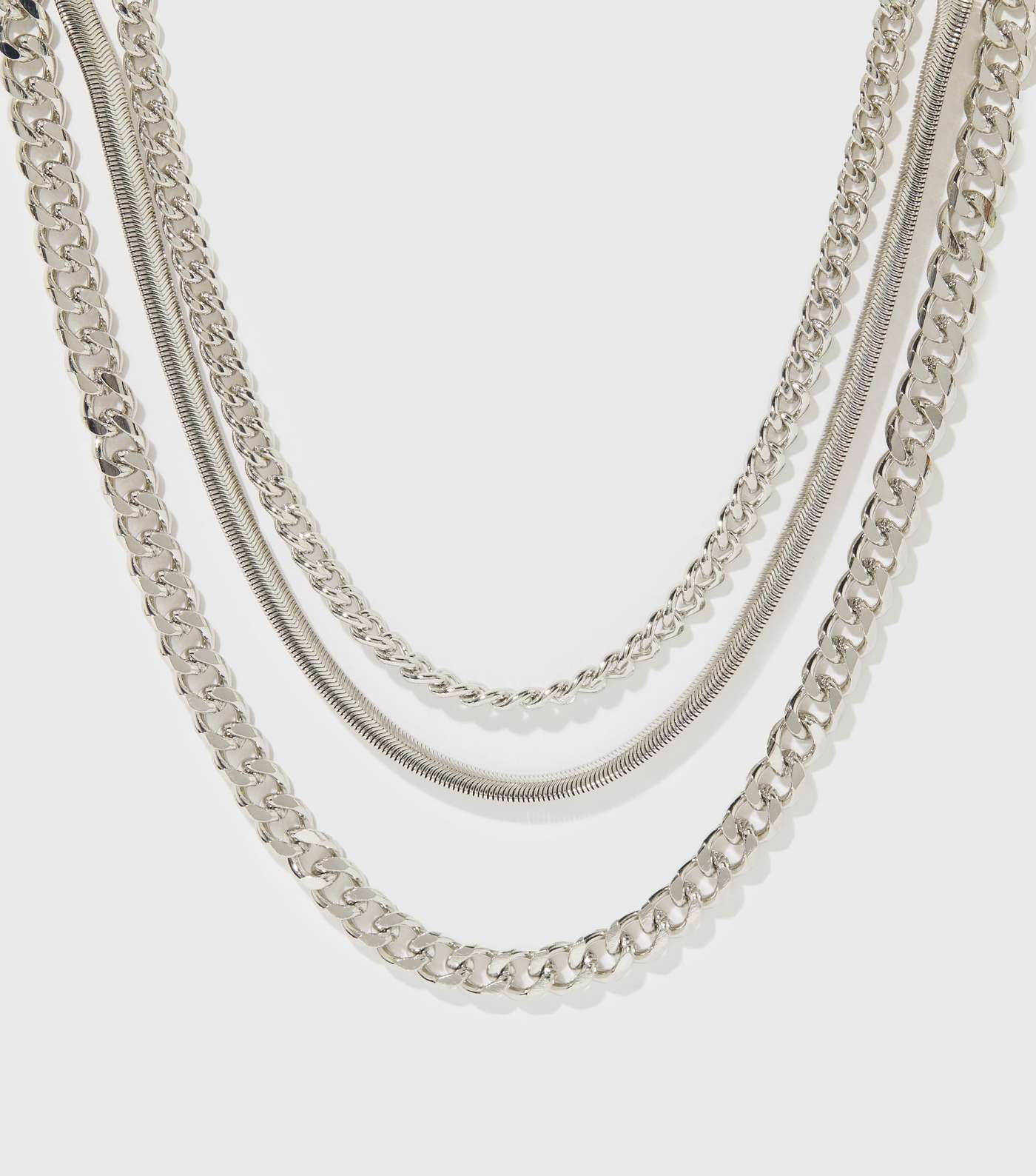 Little Mistress Silver Triple Chain Layered Necklace