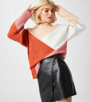 new look red leather skirt