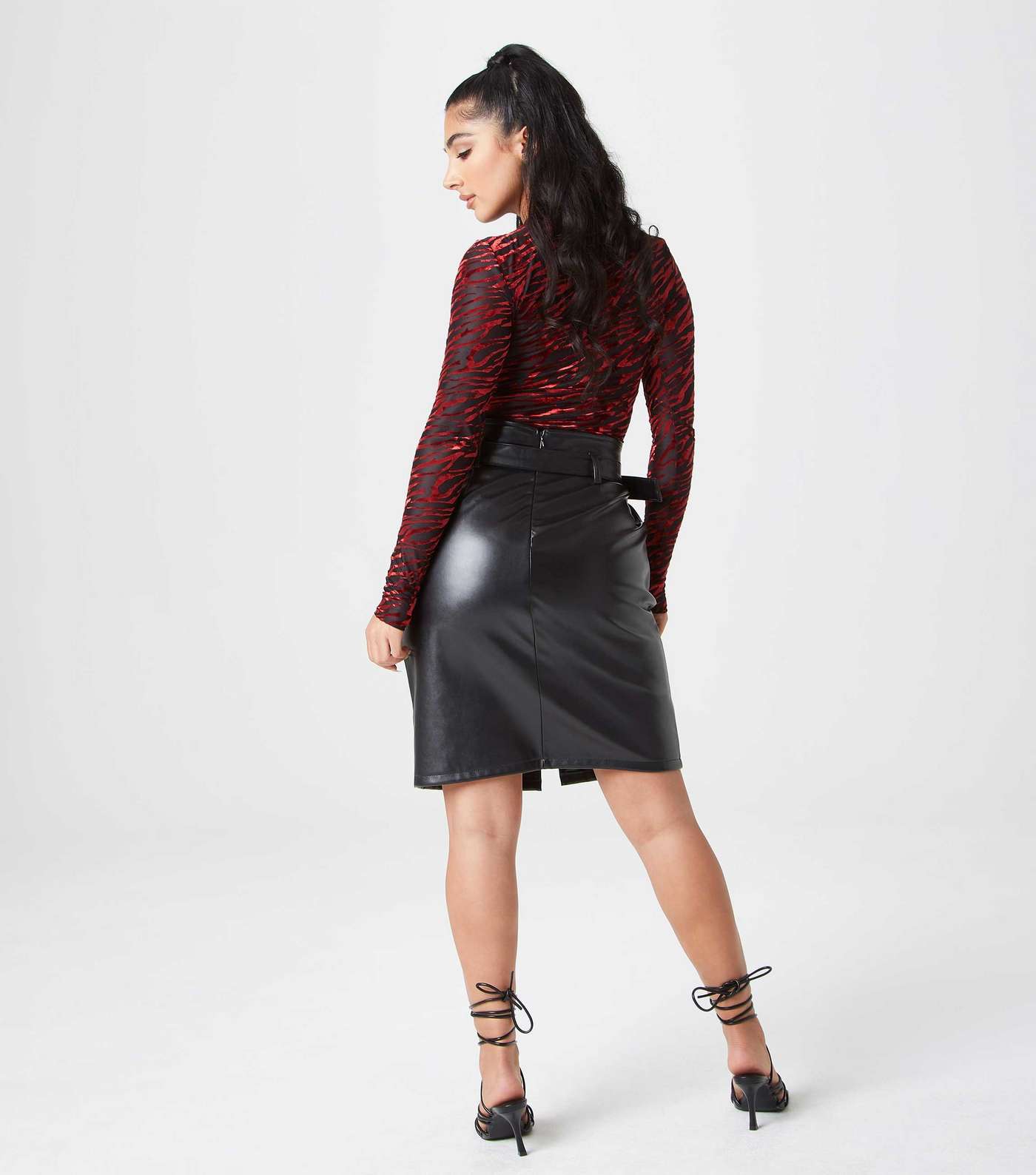 Urban Bliss Black Leather-Look Belted Skirt Image 2