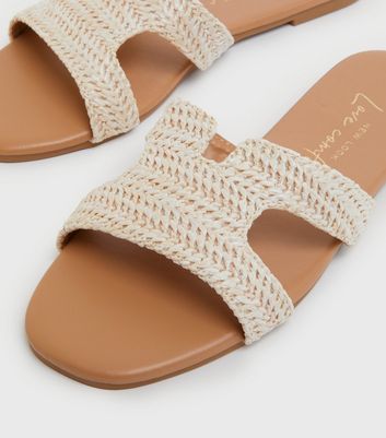 shop for Off White Woven Cut Out Sliders New Look Vegan at Shopo