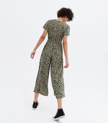 New look green store leopard print jumpsuit