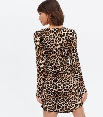 New look clearance leopard wrap dress