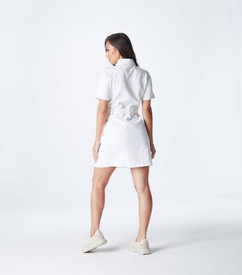 Urban Bliss White Twill Belted Mini Shirt Dress New Look