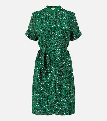 Click to view product details and reviews for Yumi Green Animal Print Tie Waist Shirt Dress New Look.