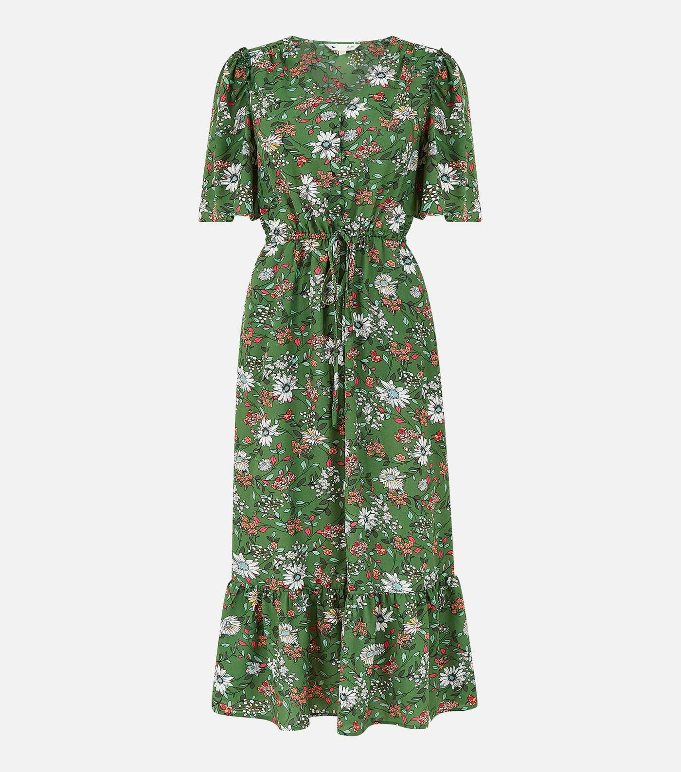 Yumi Green Floral Tiered Midi Dress Image 4