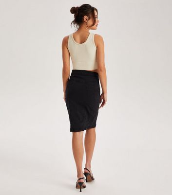 Urban Bliss Black Denim Seam Skirt New Look