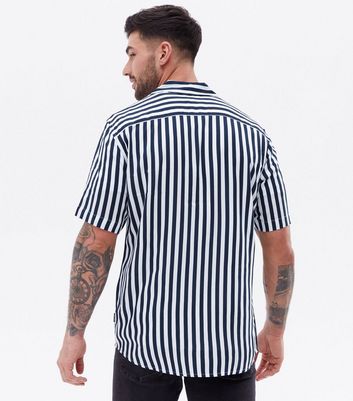 Men's Only & Sons Navy Stripe Short Sleeve Shirt New Look