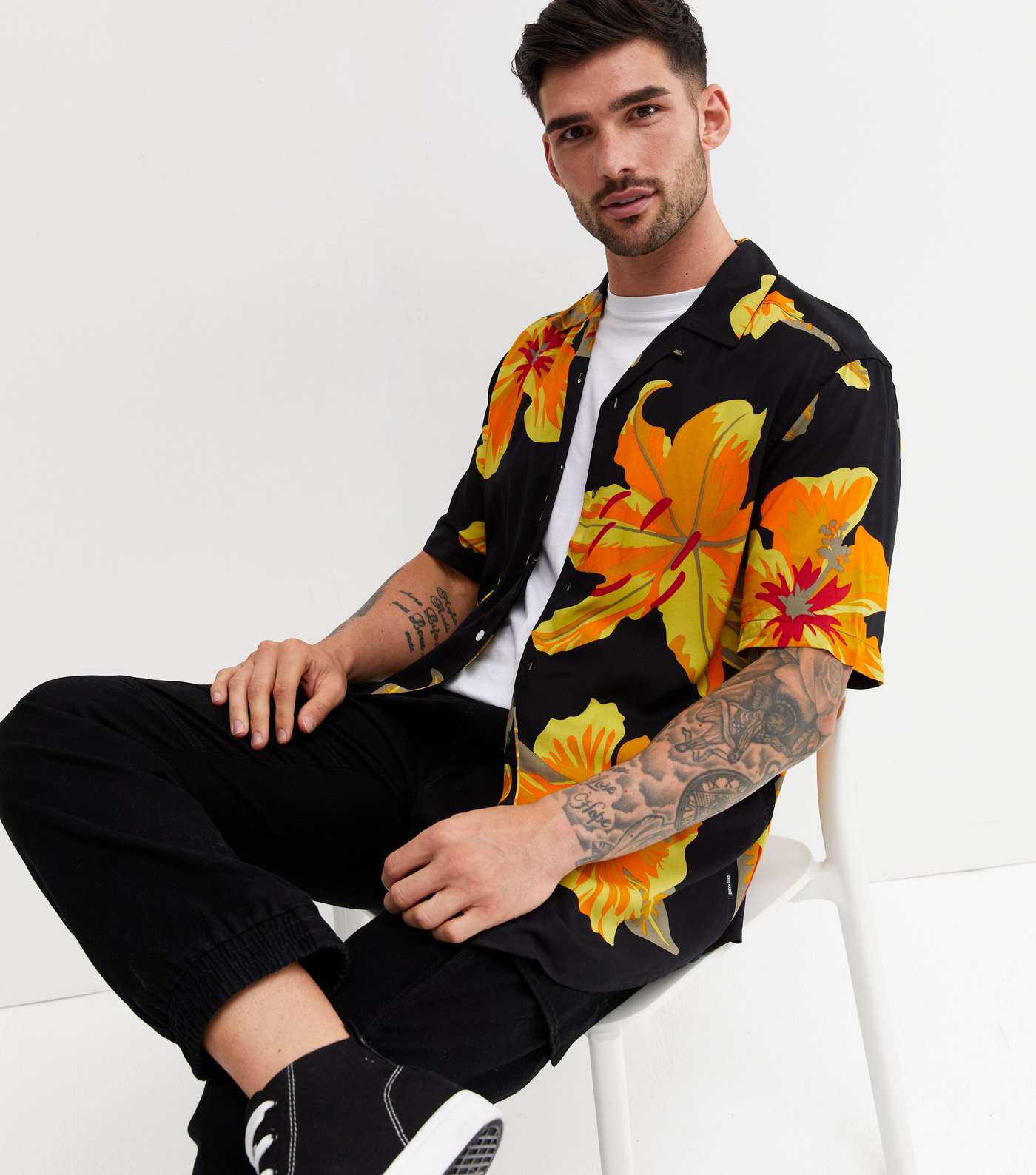 Only & Sons Black Tropical Short Sleeve Shirt