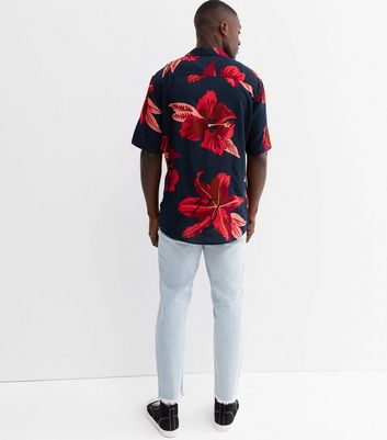 Herrenmode Bekleidung für Herren Only & Sons Red Tropical Short Sleeve Shirt