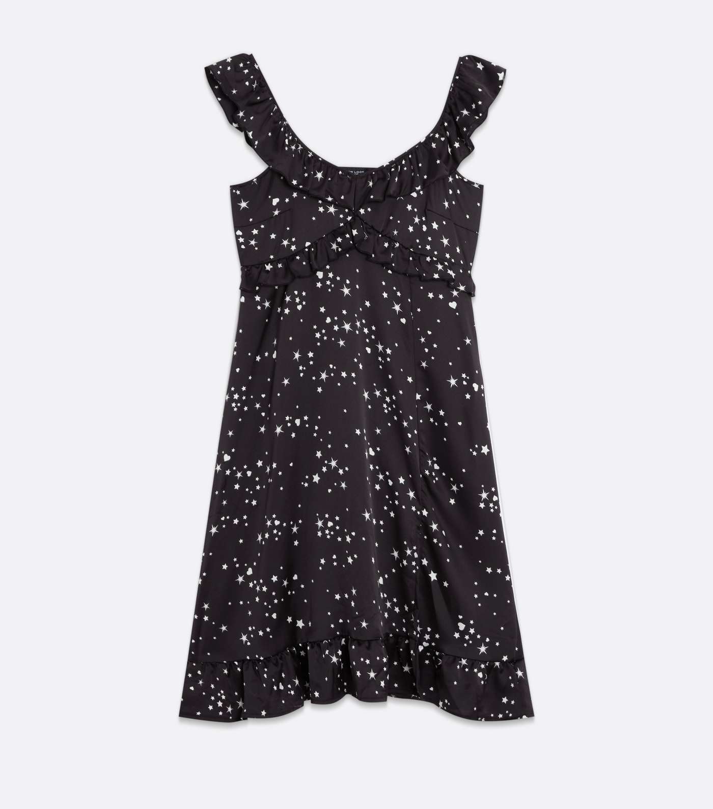 Petite Black Star Ruffle Midi Dress Image 5