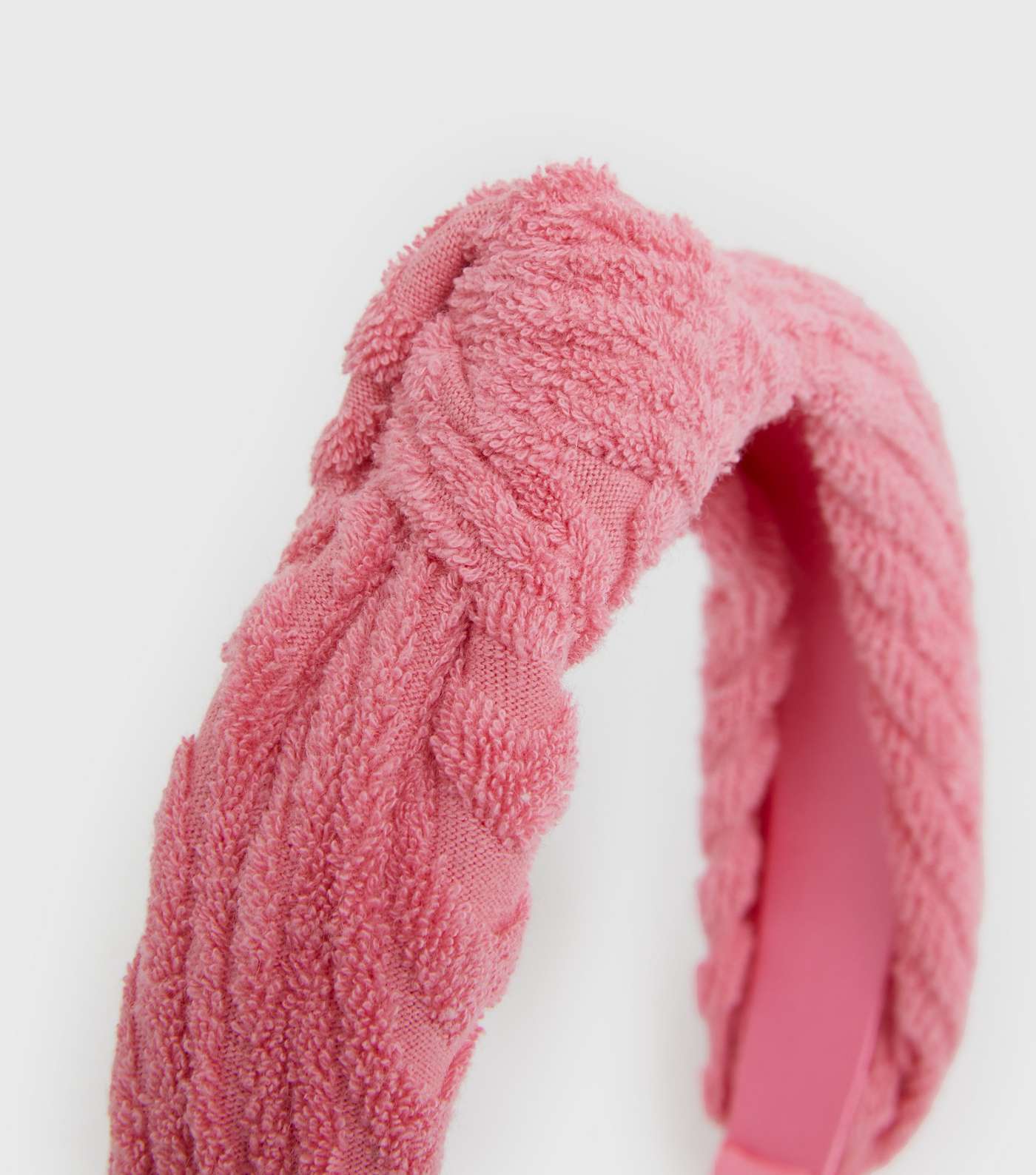 Bright Pink Towelling Knot Headband Image 2