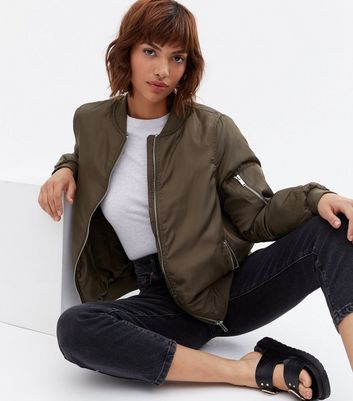 new look khaki bomber jacket