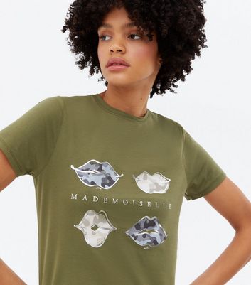 Tall Khaki Camo Lips Logo T-Shirt | New 