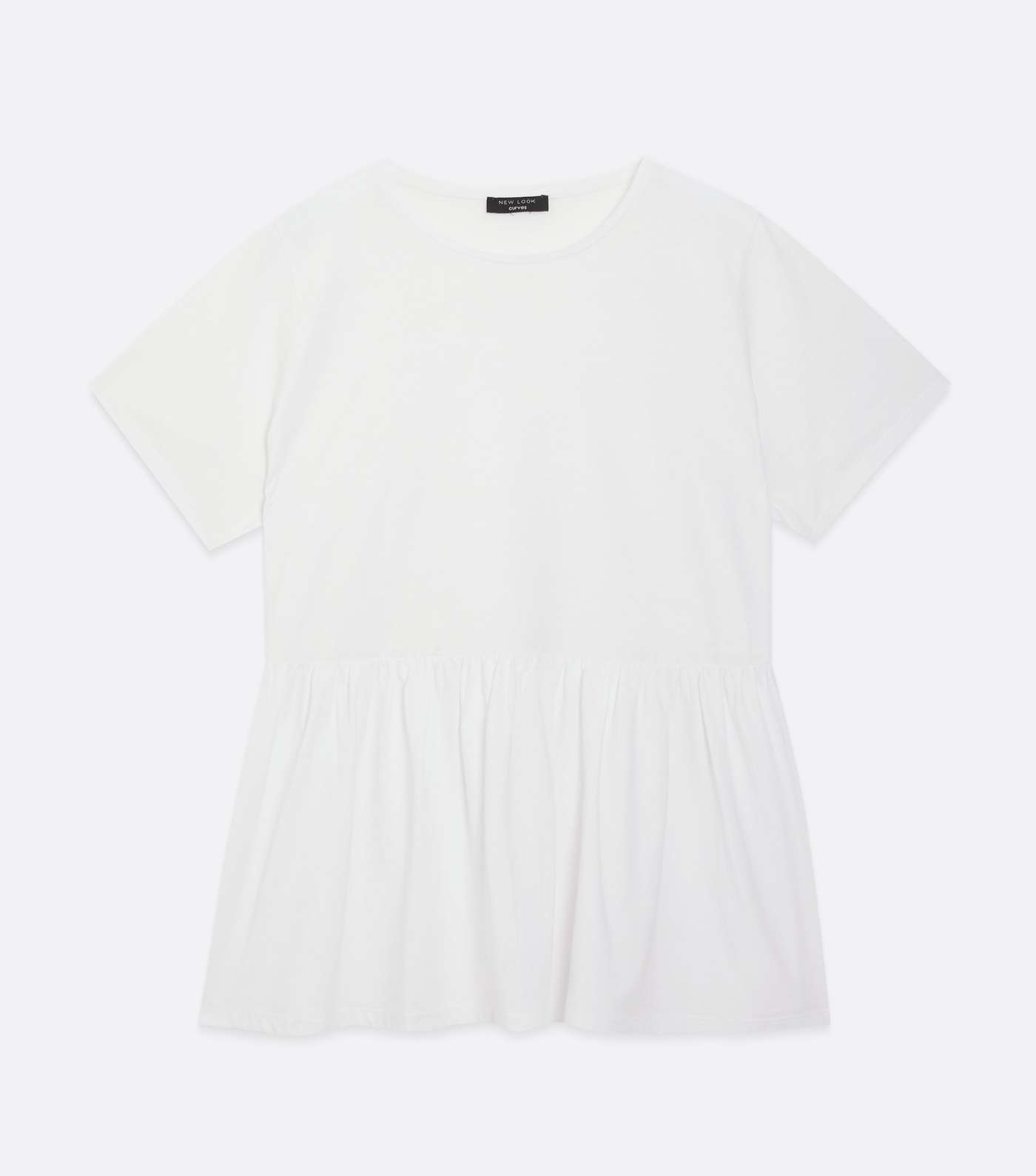 Curves White Short Sleeve Peplum T-Shirt Image 5