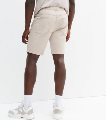 Stone Denim Straight Fit Shorts | New Look