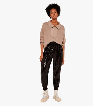 Apricot Black Sequin Joggers New Look