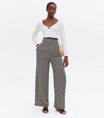 Tall Black Daisy High Waist Wide Leg 