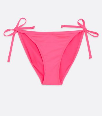 Bright Pink Tie Side Bikini Bottoms New Look