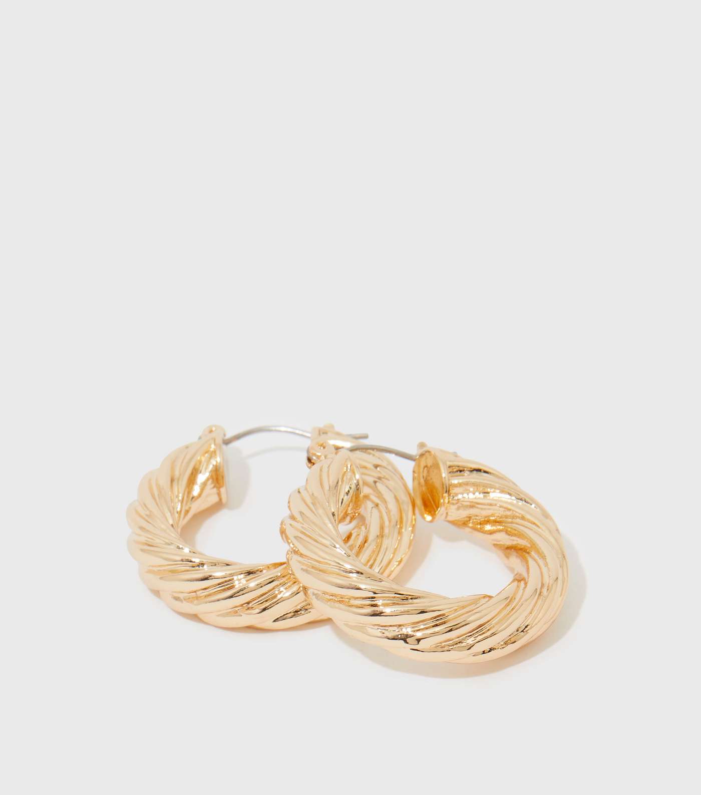 Little Mistress Gold Ribbed Dome Hoop Earrings Image 3
