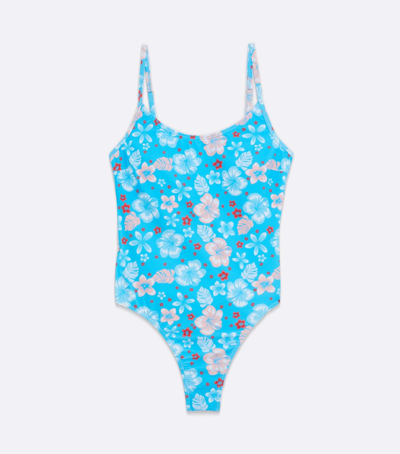 Blue Tropical Floral Low Back Lift & Shape Swimsuit Image 5