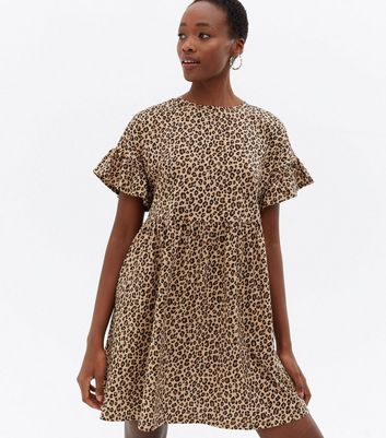 womens leopard print smock dress