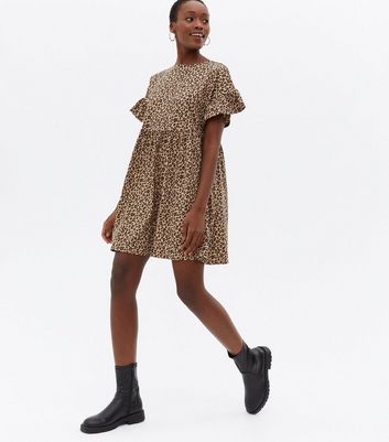 zara leopard smock dress